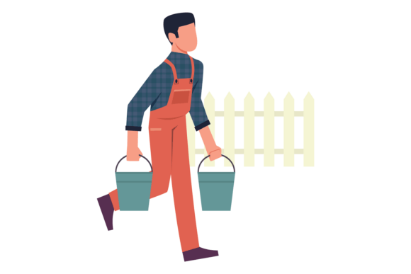 Download A Man in a Blue Shirt and Orange Overall - Overall Collection