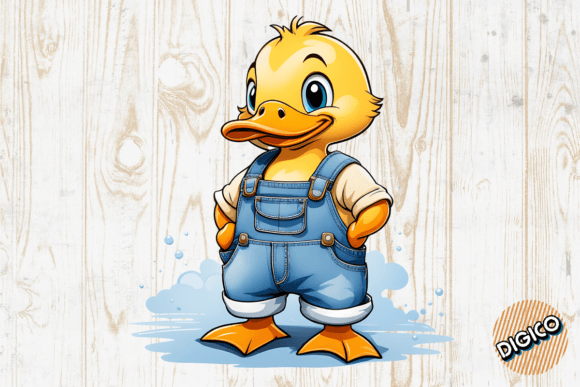 Download Cute Cartoon Baby Duck in Denim Overall - Overall Collection
