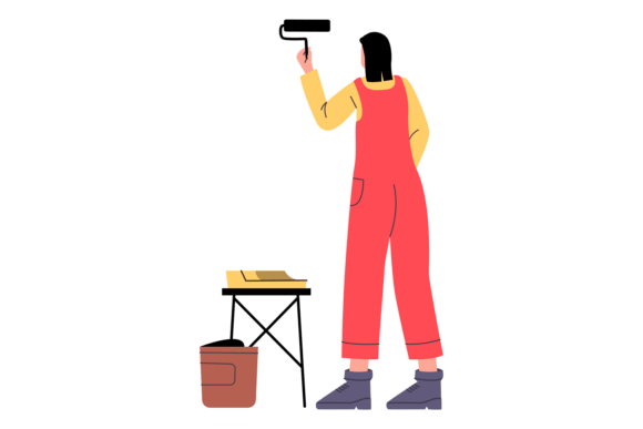 Download Woman Painter at Work. Worker in Overall - Overall Collection