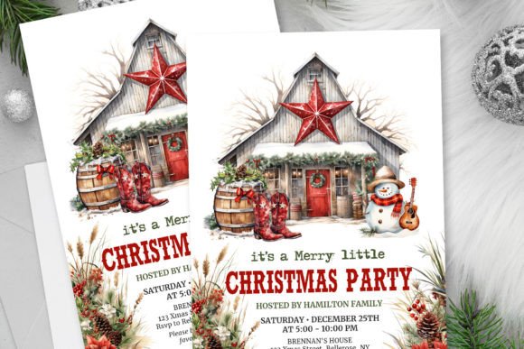 Download Wild West White Ranch Barn Xmas Invite - Premium Resources